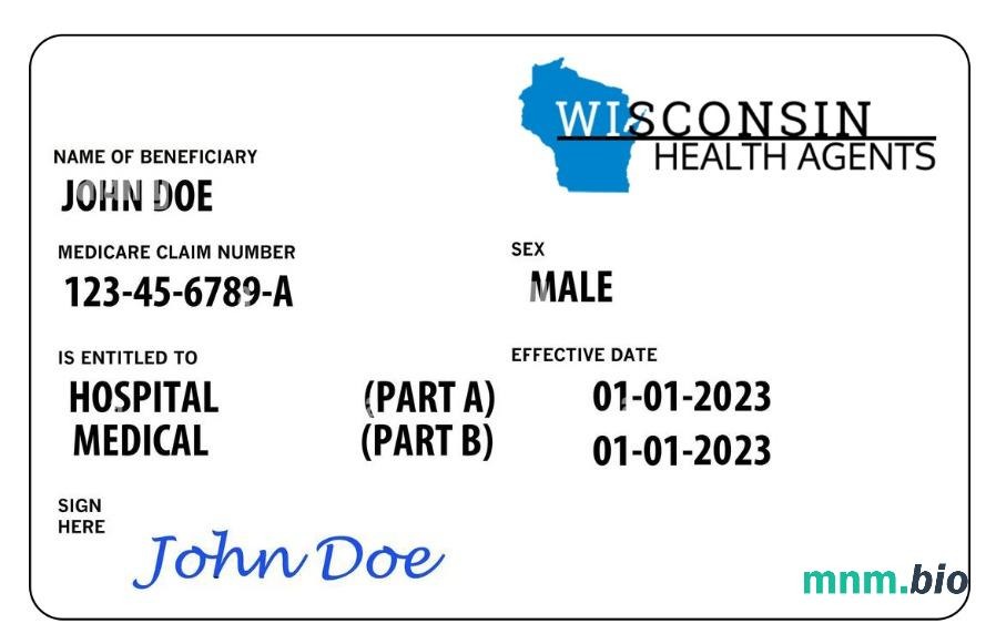 Wisconsin karta ubezpieczenia zdrowotnego edytowalny szablon